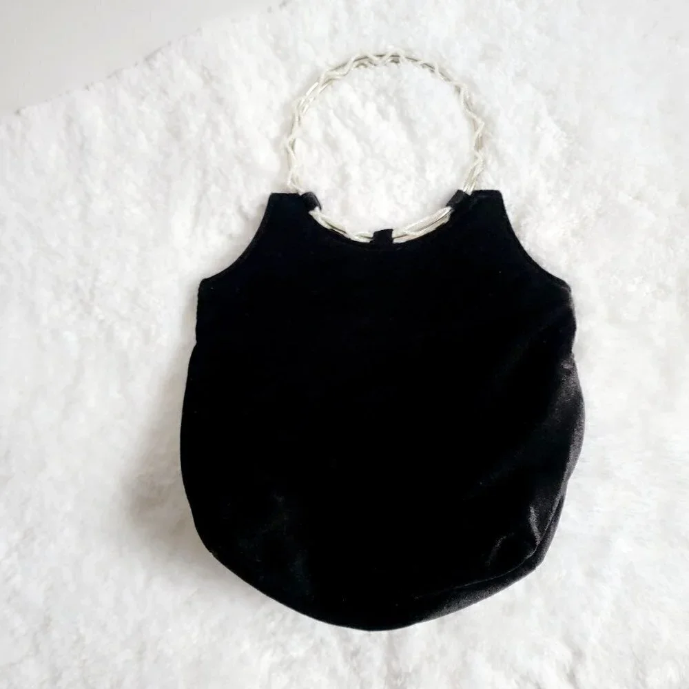 Vintage Victoria's Secret Black Velvet Pearl Ring Night Handbag